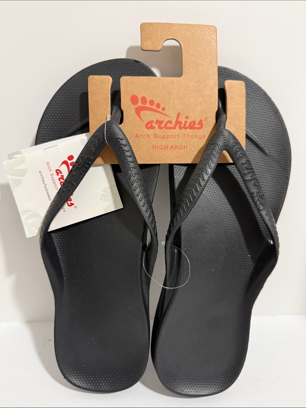 Archie’s Unisex Black High Arch Flip Flops Mens US 11